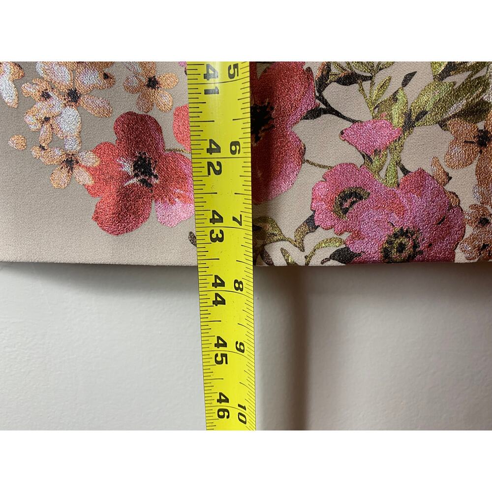 NWT ADRIANNA PAPELL DRESS 14 WEDDING GUEST RED FOIL BEIGE FLORAL COCKTAIL PARTY - Picture 14 of 14